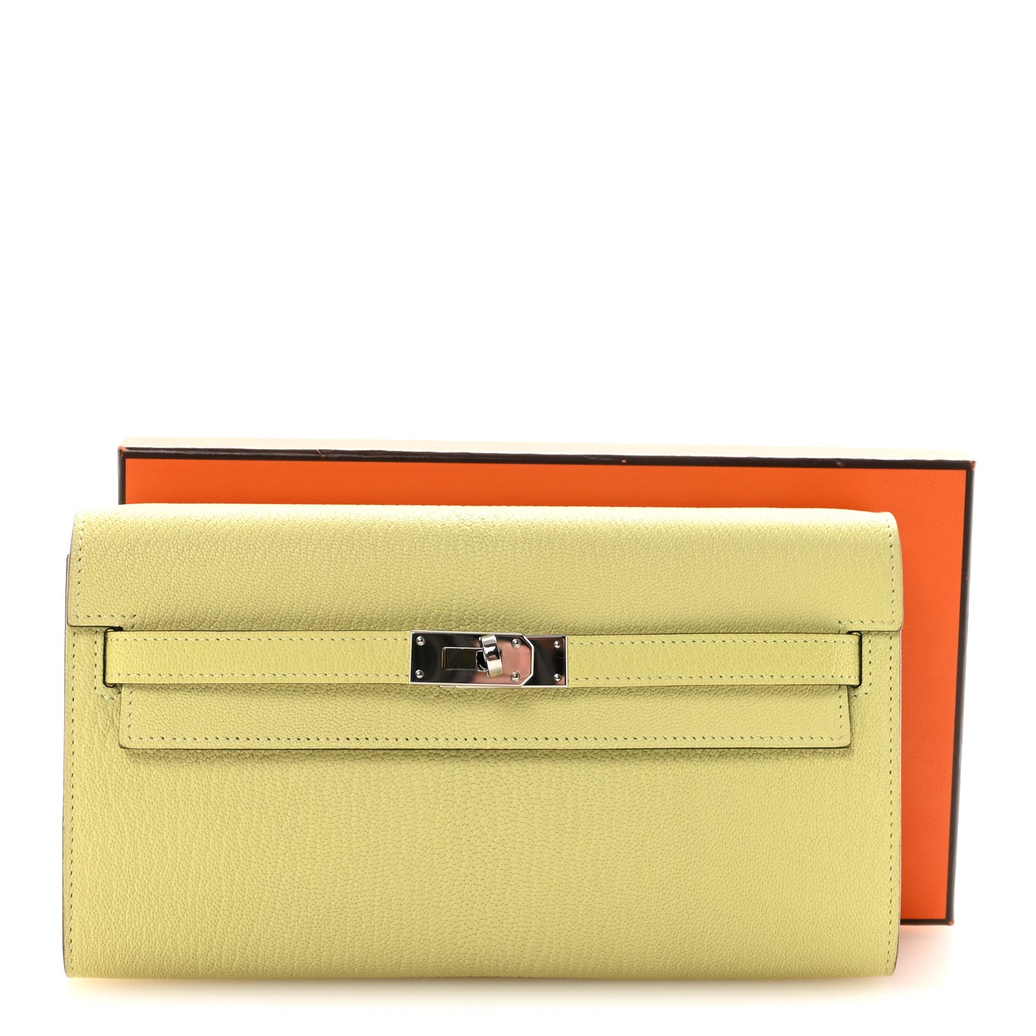 Hermes Chevre Mysore Kelly Wallet To Go Jaune Bourgeon 10 of 10