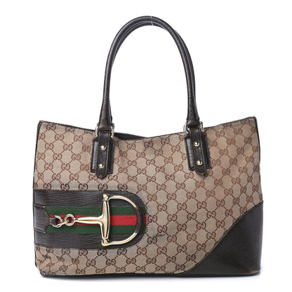 Gucci Monogram Medium Hasler Tote Dark Brown 1 of 4