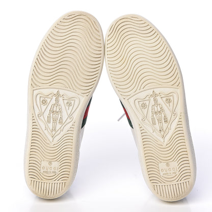 Gucci Calfskin Crocodile Web Womens Ace Sneakers 35 White Green 5 of 16