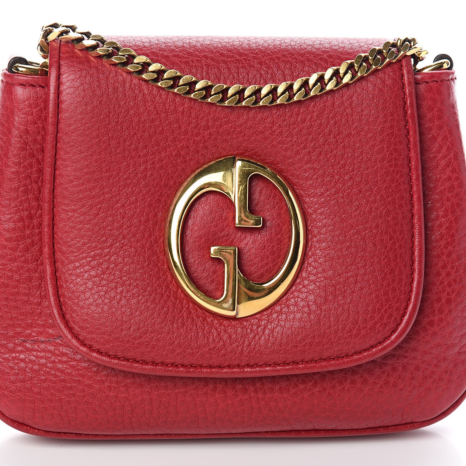 Gucci Pebbled Calfskin Small 1973 Chain Shoulder Bag Red 11 of 11