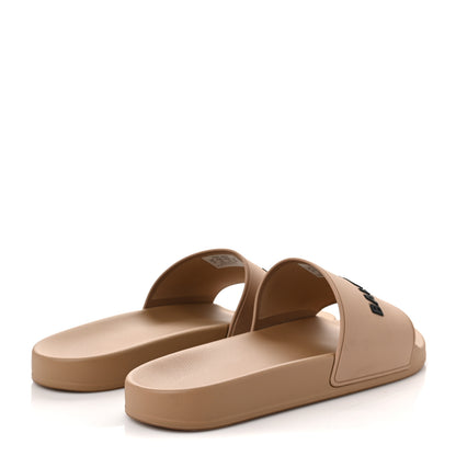 Balenciaga Rubber Logo Mens Pool Slide Sandals 46 Beige Black 4 of 9