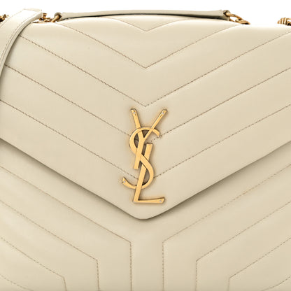 Saint Laurent Calfskin Y Quilted Monogram Medium Loulou Chain Satchel Crema Soft 15 of 21