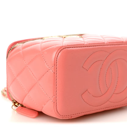 Chanel Lambskin Quilted Small Charming Top Handle Vanity Case With Chain Pink 9 of 10