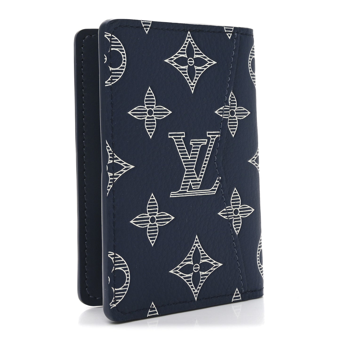 Calfskin Monogram Shadow Pocket Organizer Navy Blue White