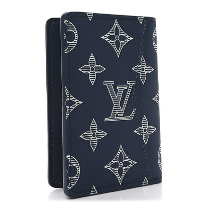 Louis Vuitton Calfskin Monogram Shadow Pocket Organizer Navy Blue White 3 of 6