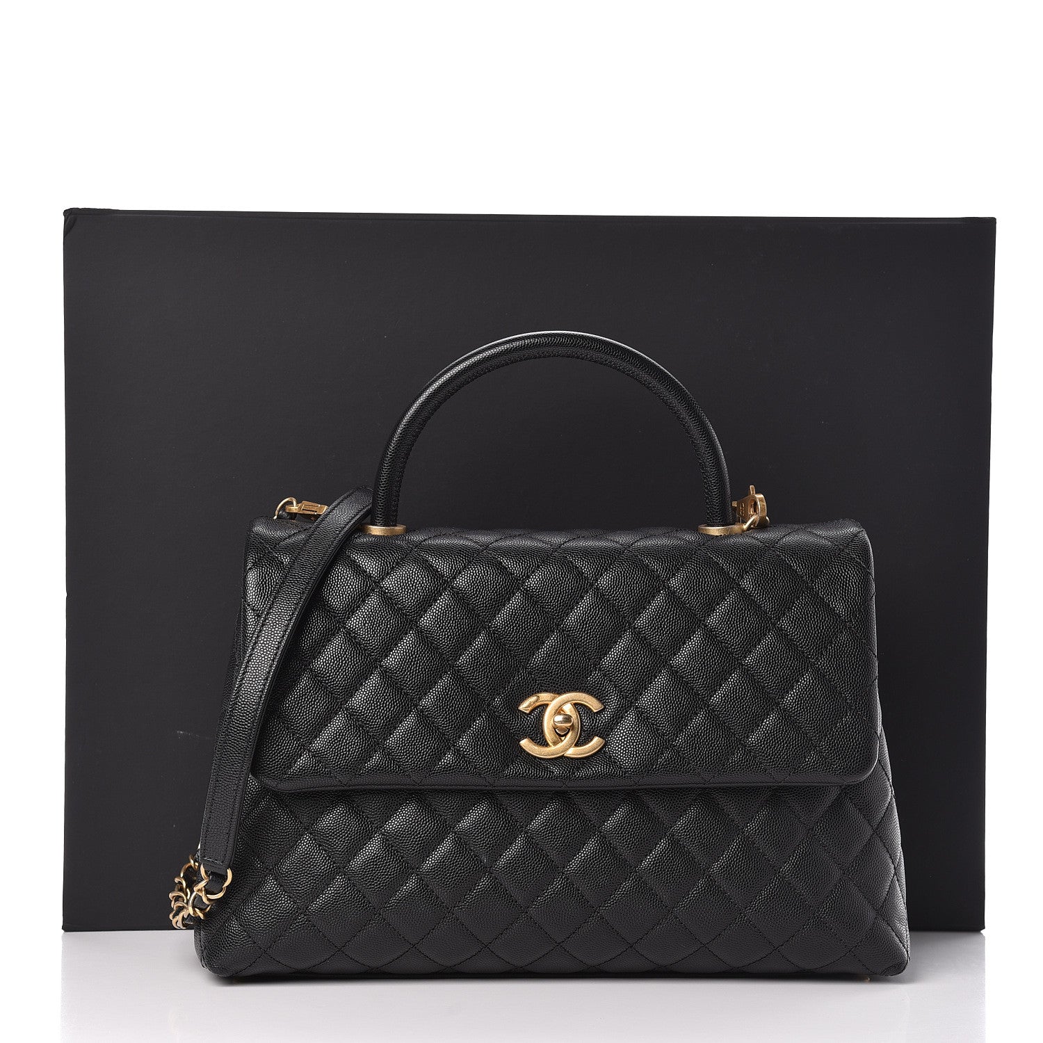 Chanel Caviar Quilted Medium Coco Handle Flap Black 12 of 12