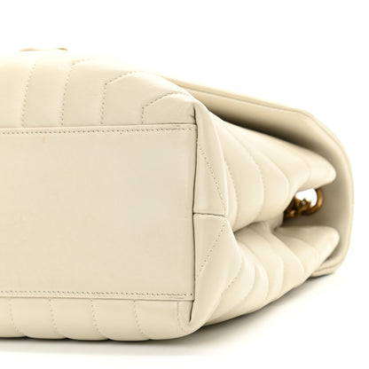 Saint Laurent Calfskin Y Quilted Monogram Medium Loulou Chain Satchel Blanc Vintage 11 of 14