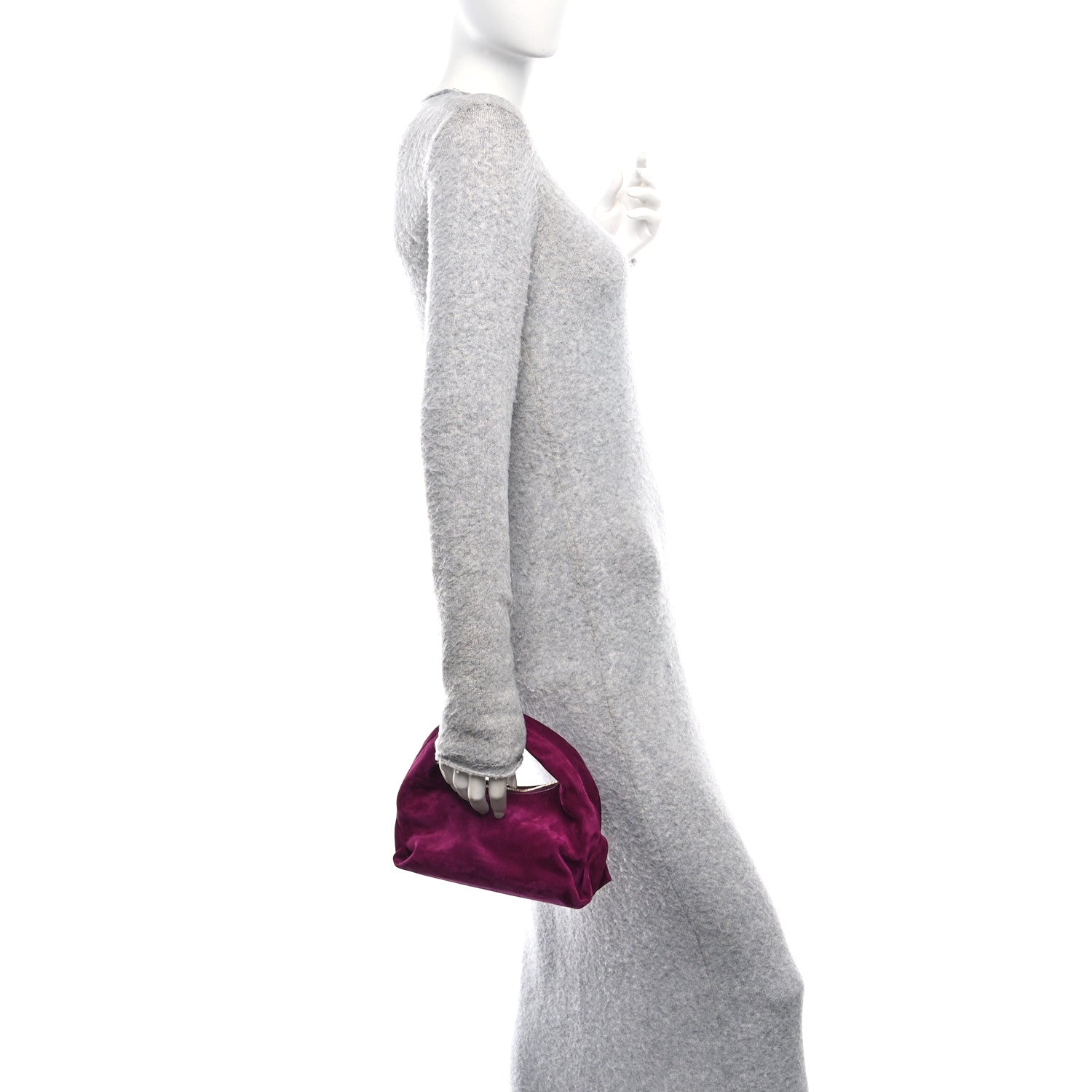Khaite Suede Calfskin Beatrice Small Hobo Mulberry 2 of 9