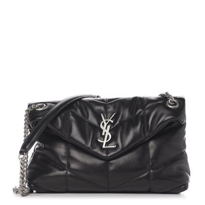Saint Laurent Lambskin Quilted Small Loulou Puffer Monogram Chain Satchel Black 1 of 9