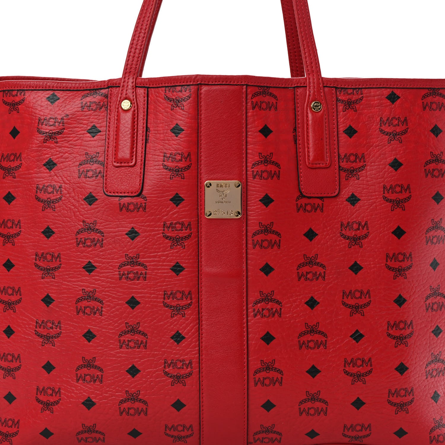 MCM Visetos Large Liz Reversible Shopper Tote Ruby Red 13 of 20