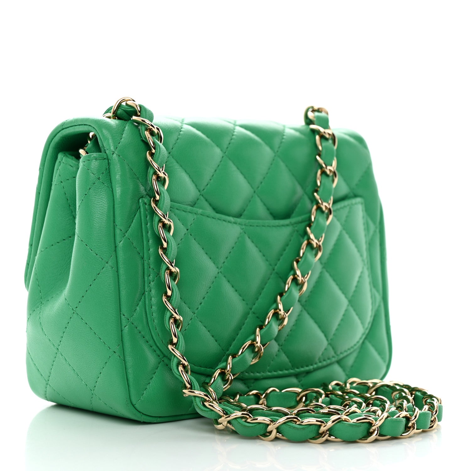 Chanel Lambskin Quilted Mini Square Flap Green 2 of 9