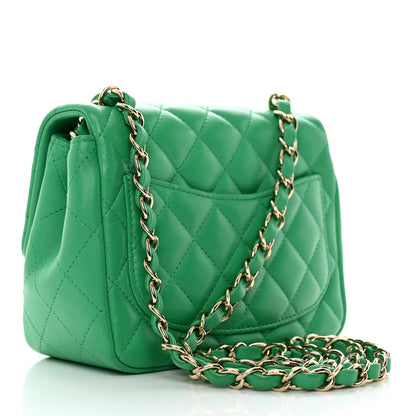 Chanel Lambskin Quilted Mini Square Flap Green 2 of 9