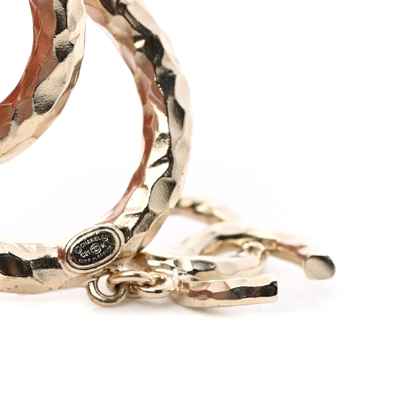 Crystal Round CC Drop Earrings Gold