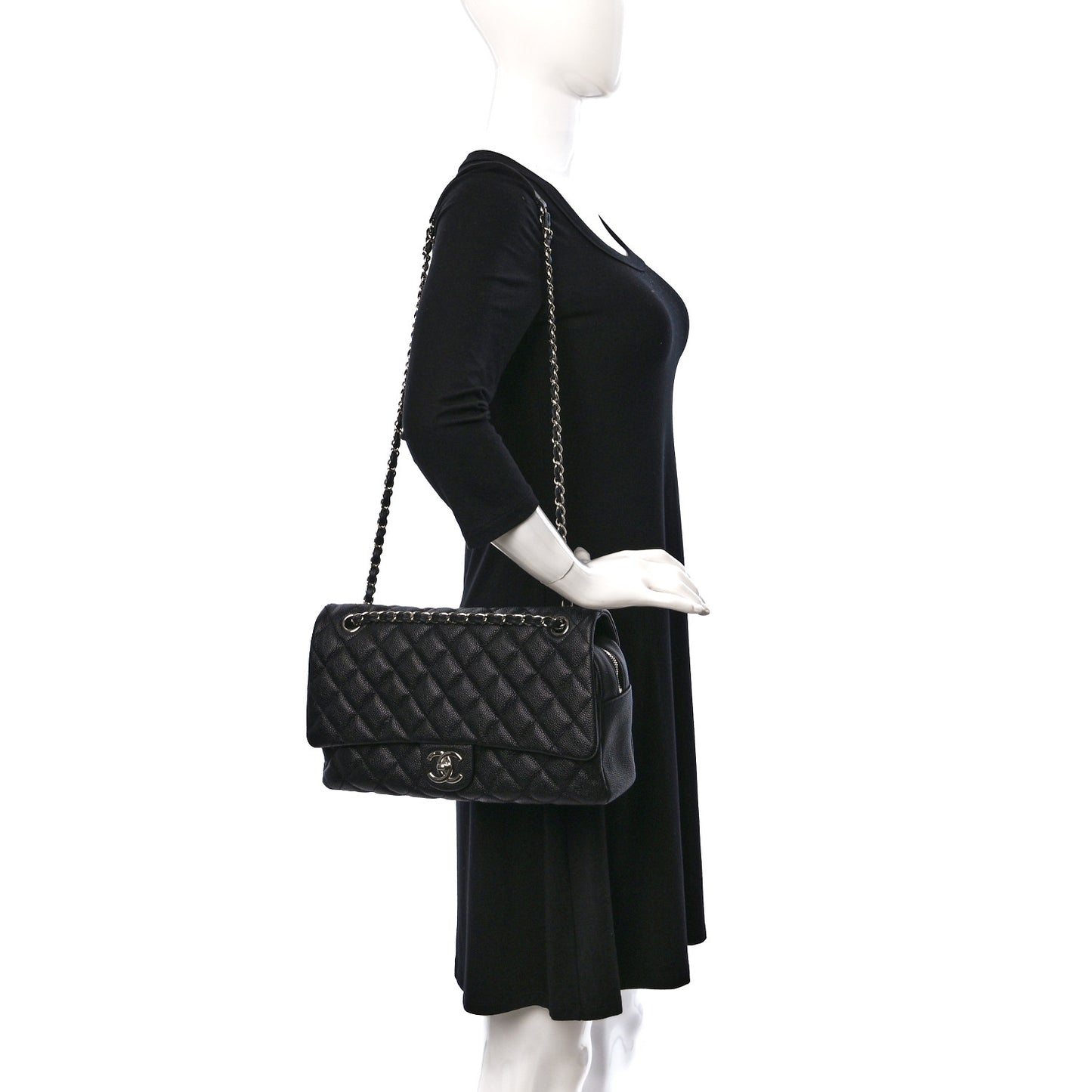 Caviar Quilted Jumbo Easy Flap Black