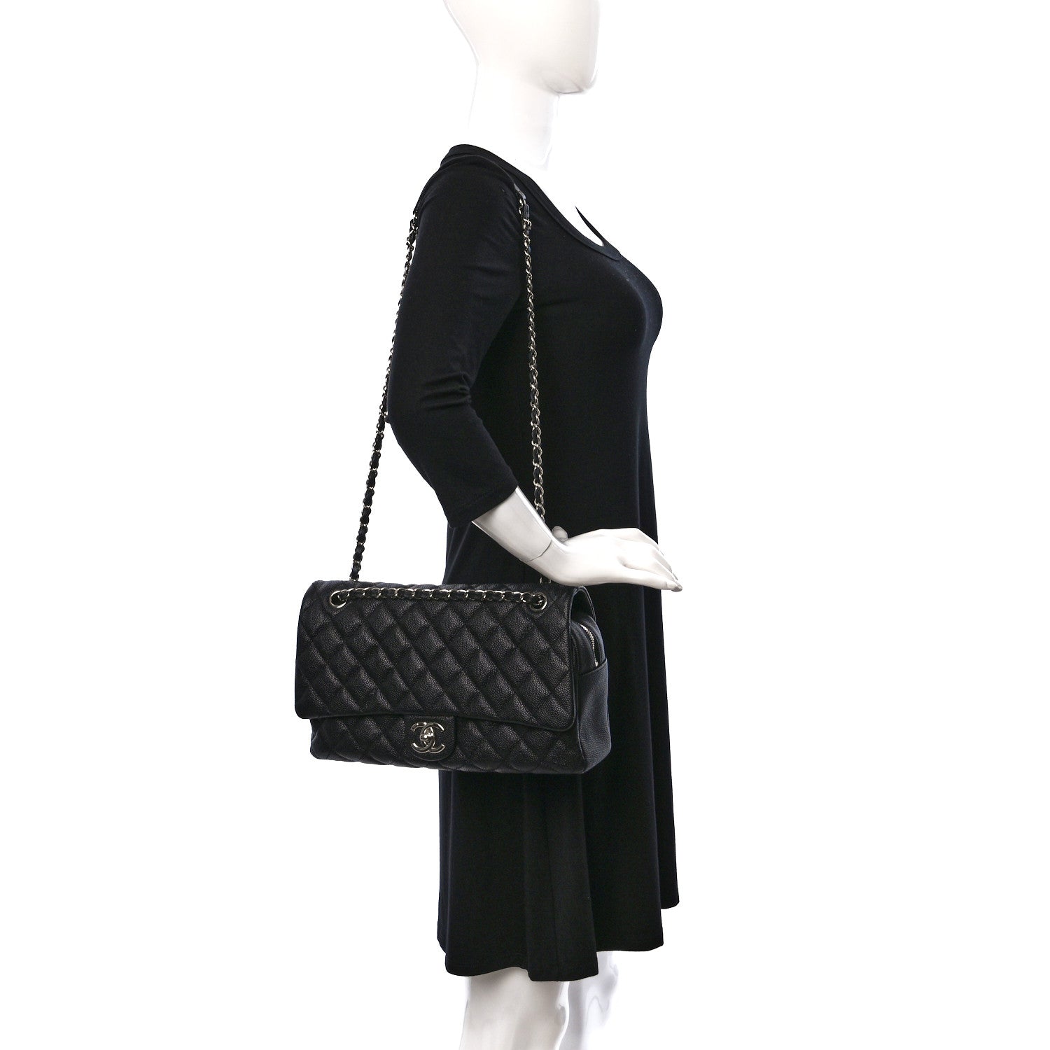 Chanel Caviar Quilted Jumbo Easy Flap Black 2 of 10