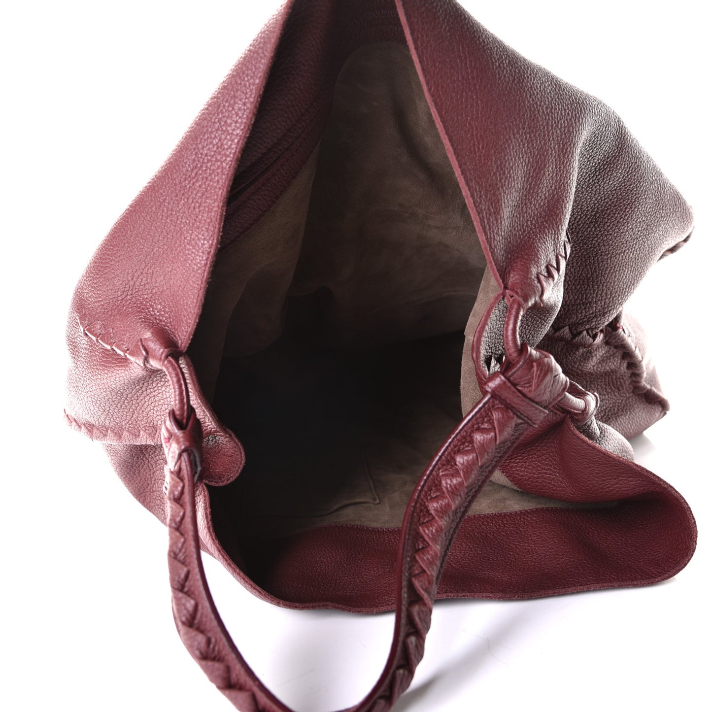 Washed Cervo Deerskin Large Hobo Burgundy