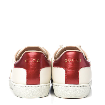Gucci Calfskin Stripe Womens New Ace Sneakers 36.5 New Mystic White Ecru Red Flame 11 of 13