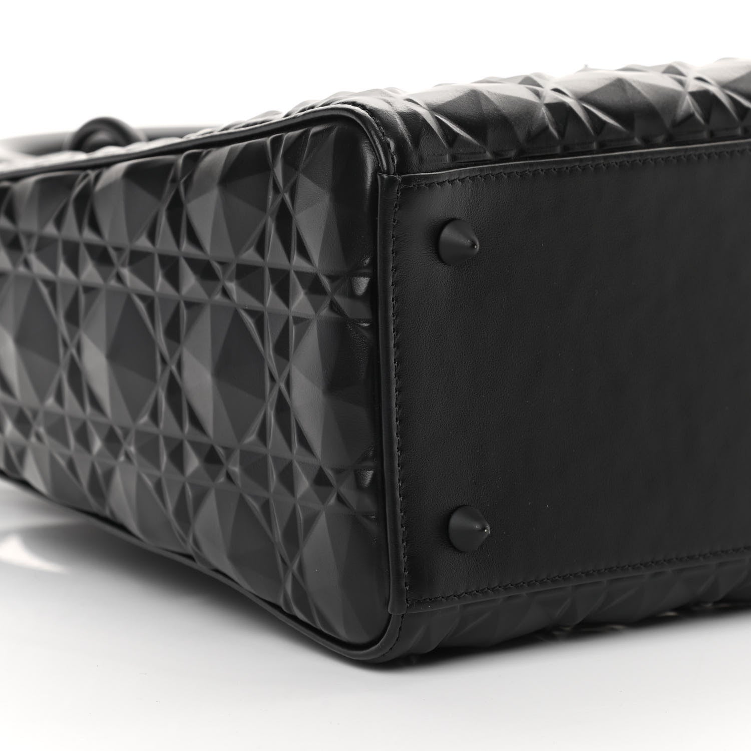 Christian Dior Calfskin Cannage Diamond Cannage Medium Lady Dior Black 9 of 12