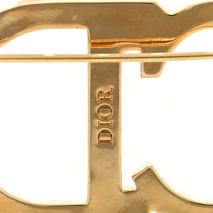 Christian Dior Crystal Pearl CD Logo Brooch Gold 3 of 3