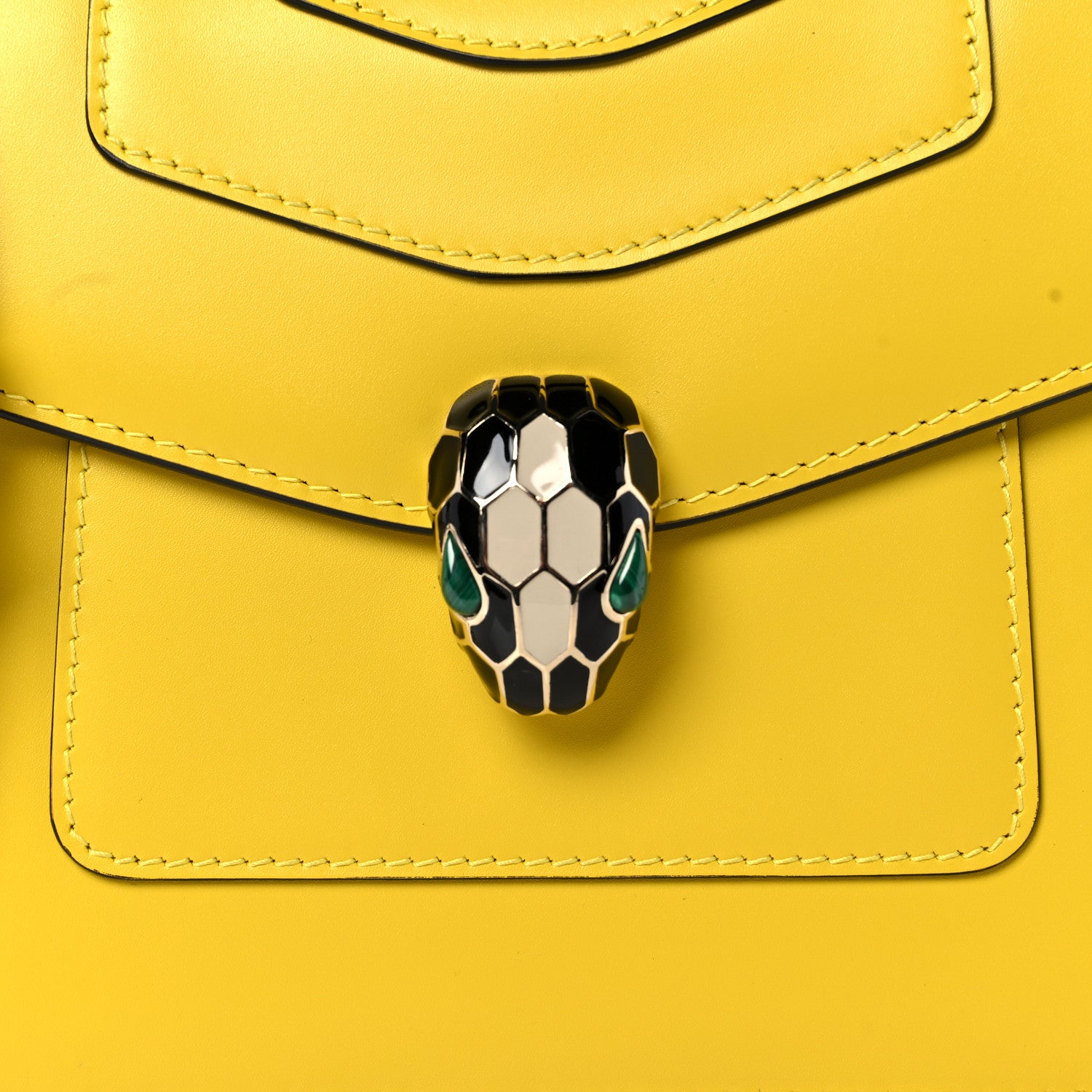 Bulgari Calfskin Serpenti Forever Top Handle Yellow 9 of 11