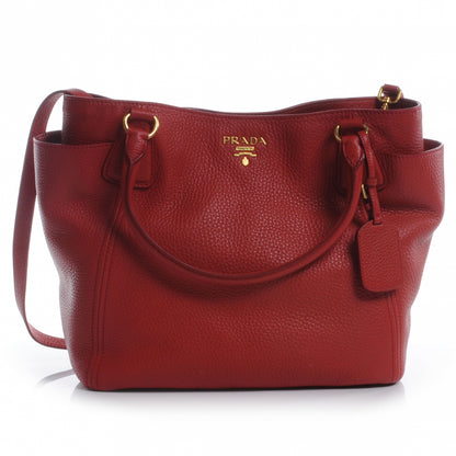 Prada Vitello Daino Convertible Side Pocket Hobo Rosso 1 of 9