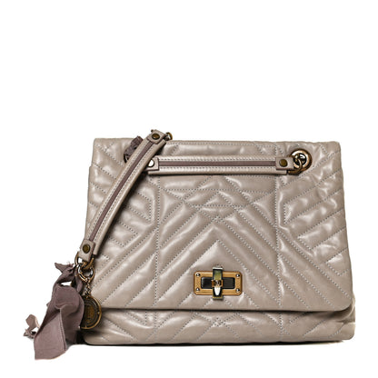 Lanvin Lambskin Quilted Large Happy Shoulder Bag Taupe 1 of 13