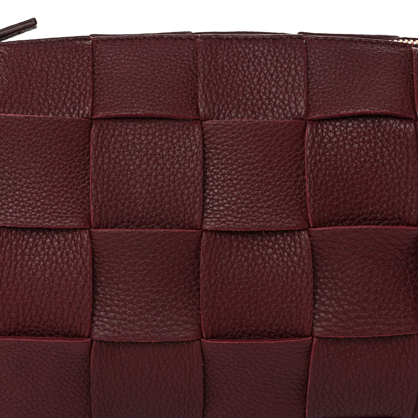 Grained Calfskin Maxi Intrecciato Brick Cassette Bag Bordeaux