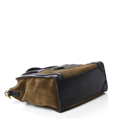 Celine Smooth Calfskin Suede Bi-Color Nano Luggage Black Olive 4 of 9
