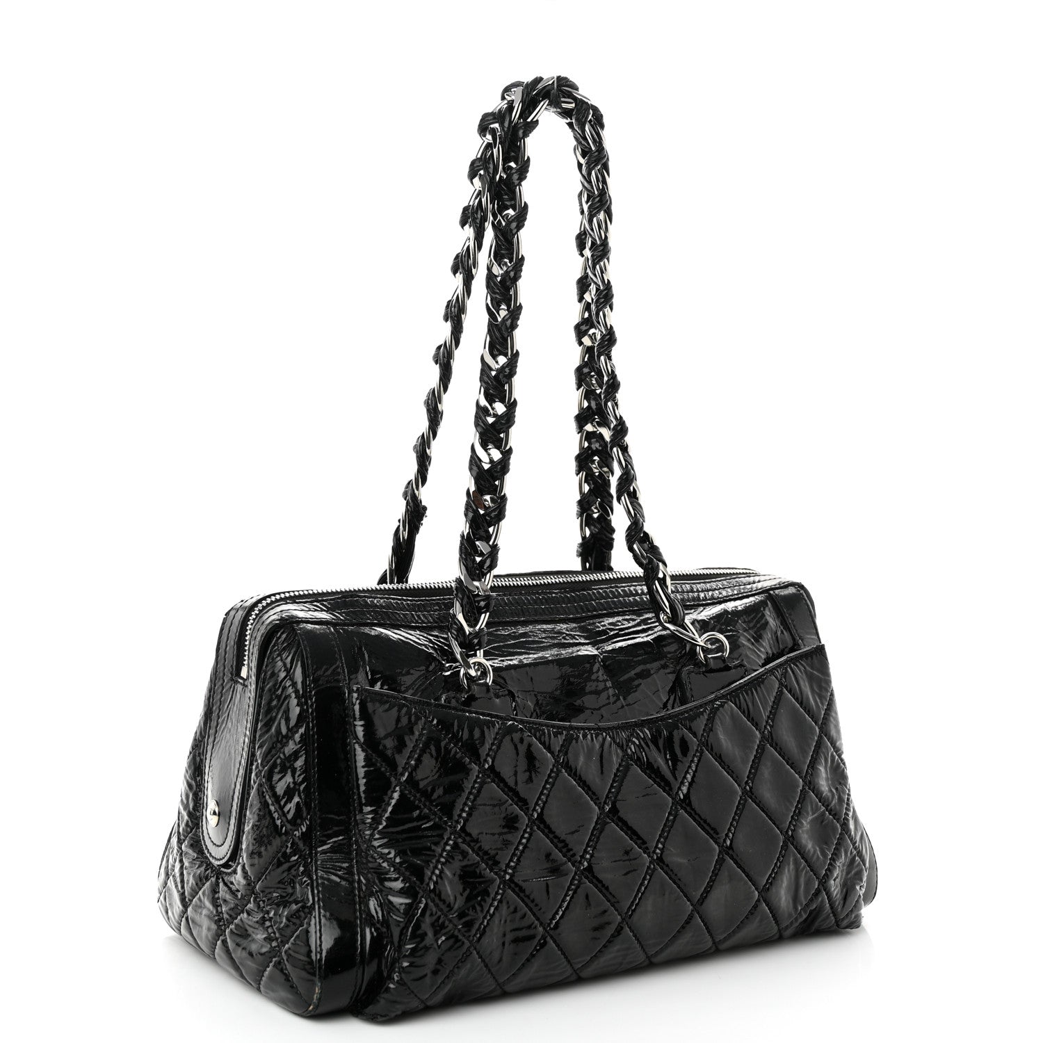 Chanel Patent Quilted Day Glo Flap Bag Black 2 of 10