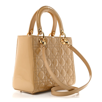 Christian Dior Patent Cannage Medium Lady Dior Beige 3 of 10