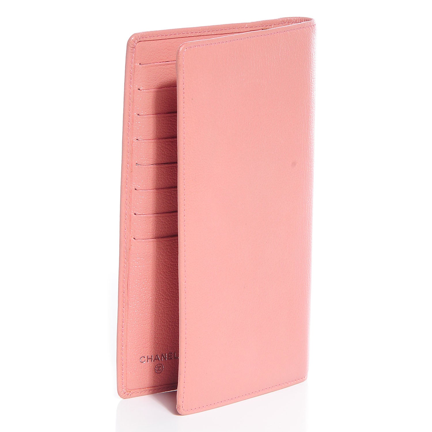 Chanel Goatskin CC Jacket Embossed Yen Wallet Pink 3 of 9