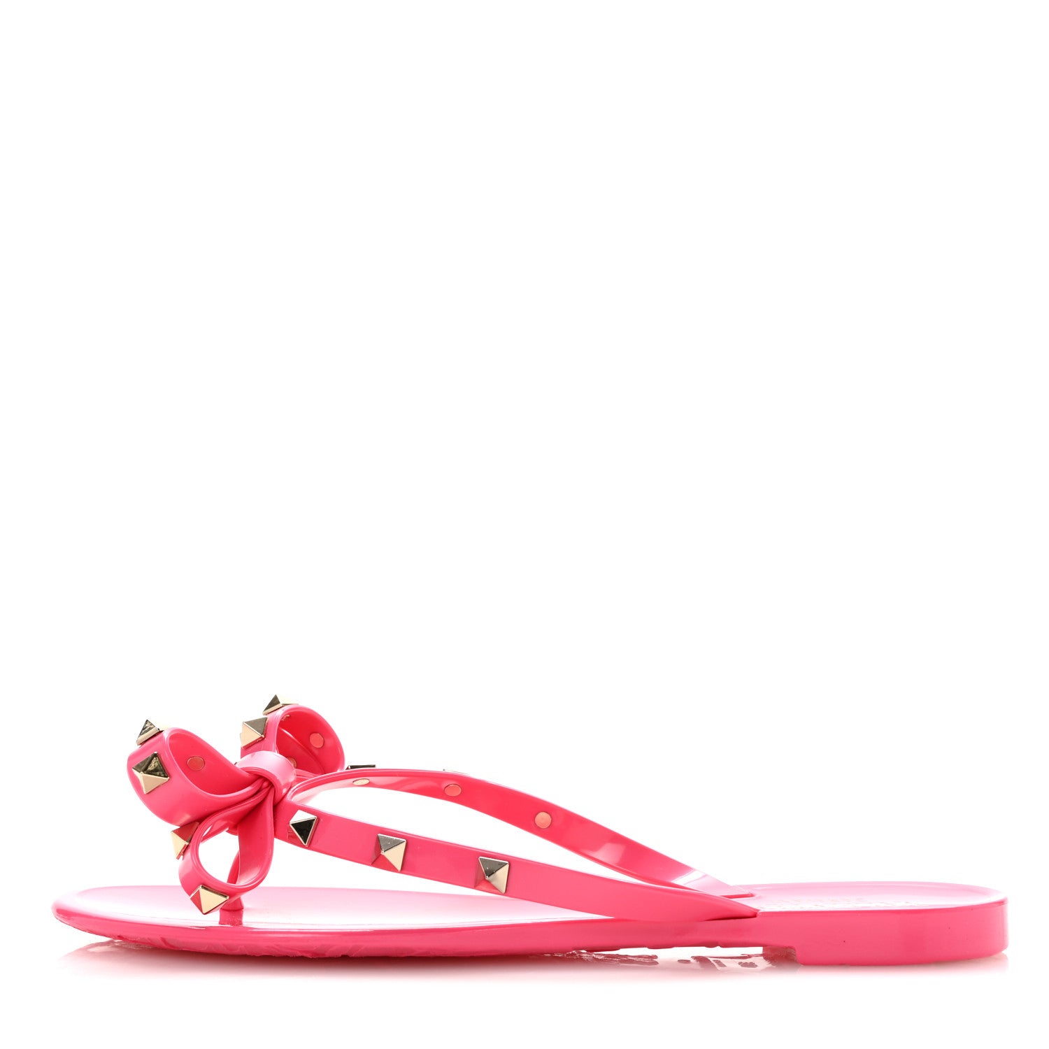 Valentino Garavani PVC Jelly Rockstud Bow Thong Sandals 38 Shadow Pink 1 of 10