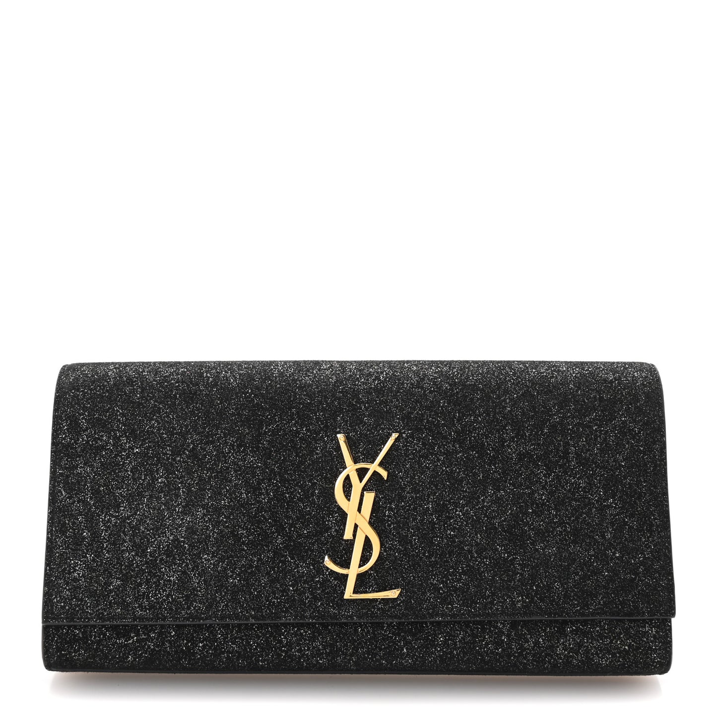Metallic Textured Suede Calfskin Classic Monogram Cassandre Clutch Black