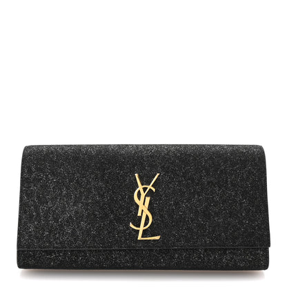 Saint Laurent Metallic Textured Suede Calfskin Classic Monogram Cassandre Clutch Black 1 of 6