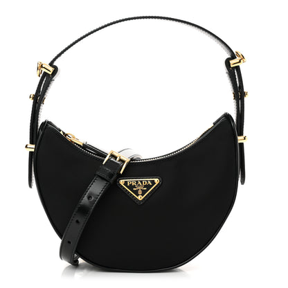 Prada Re-Nylon Spazzolato Mini Arque Shoulder Bag Black 1 of 10