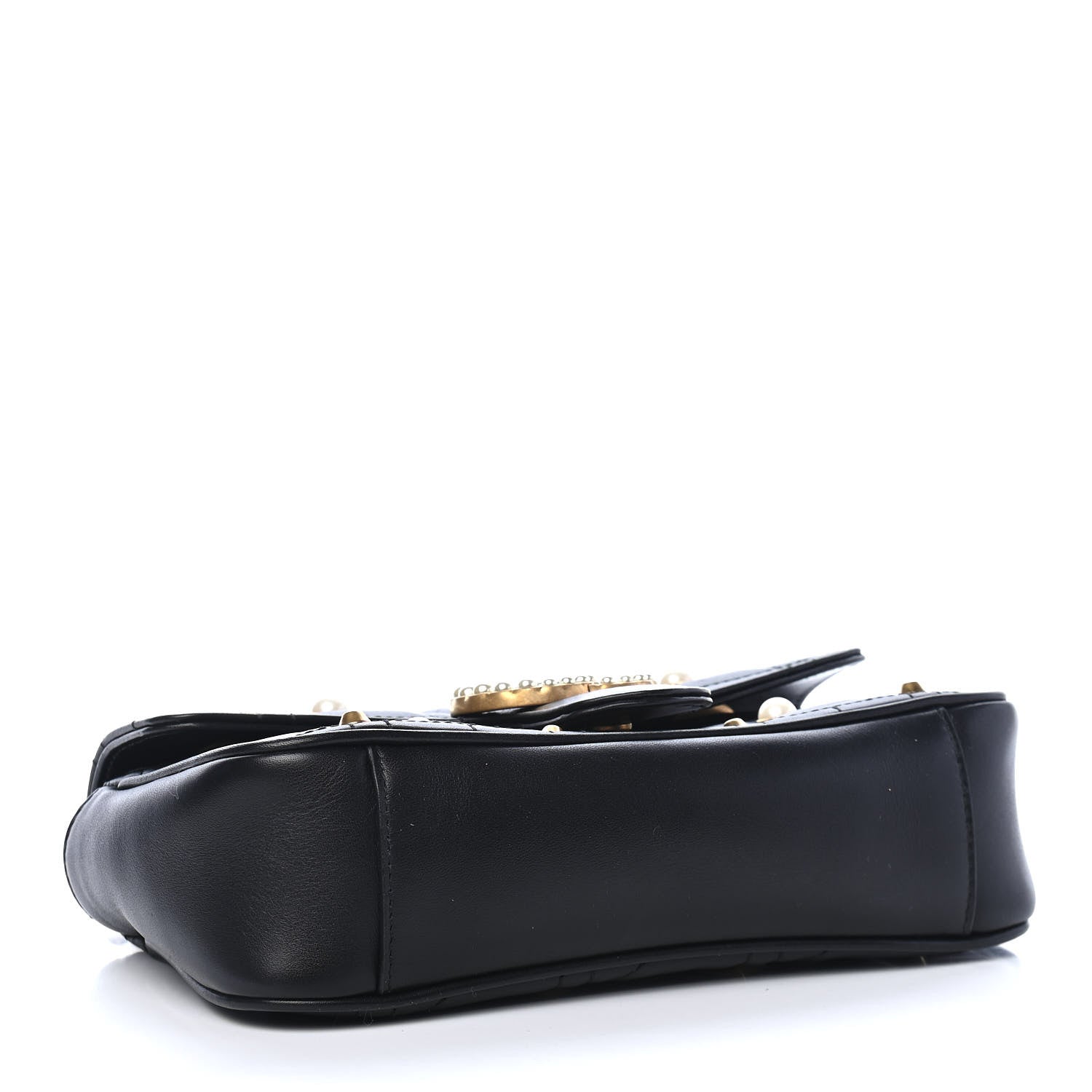 Gucci Calfskin Matelasse Studded Mini Pearly GG Marmont Shoulder Bag Black 4 of 11