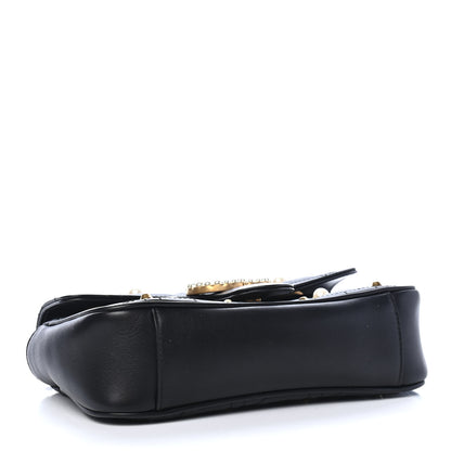 Gucci Calfskin Matelasse Studded Mini Pearly GG Marmont Shoulder Bag Black 4 of 11
