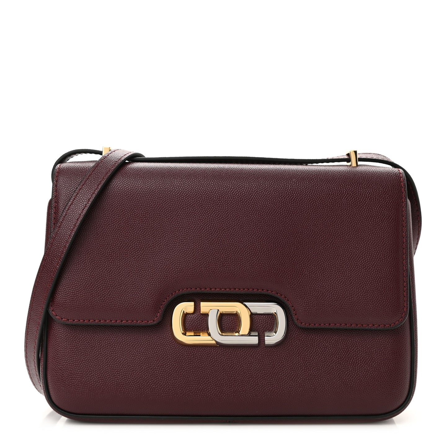Textured Calfskin The J Link Shoulder Bag Burgundy