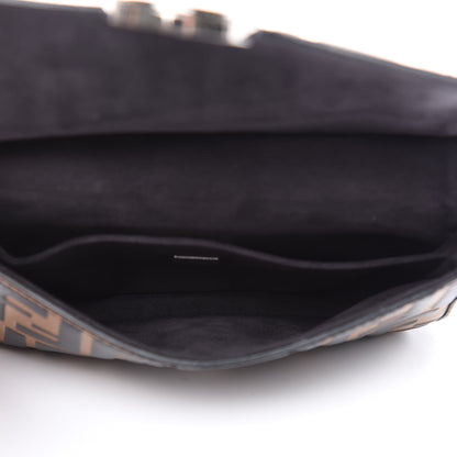 Fendi Vitello Dolce F is Fendi FF Embossed Micro Double Baguette Tobacco Black 5 of 12