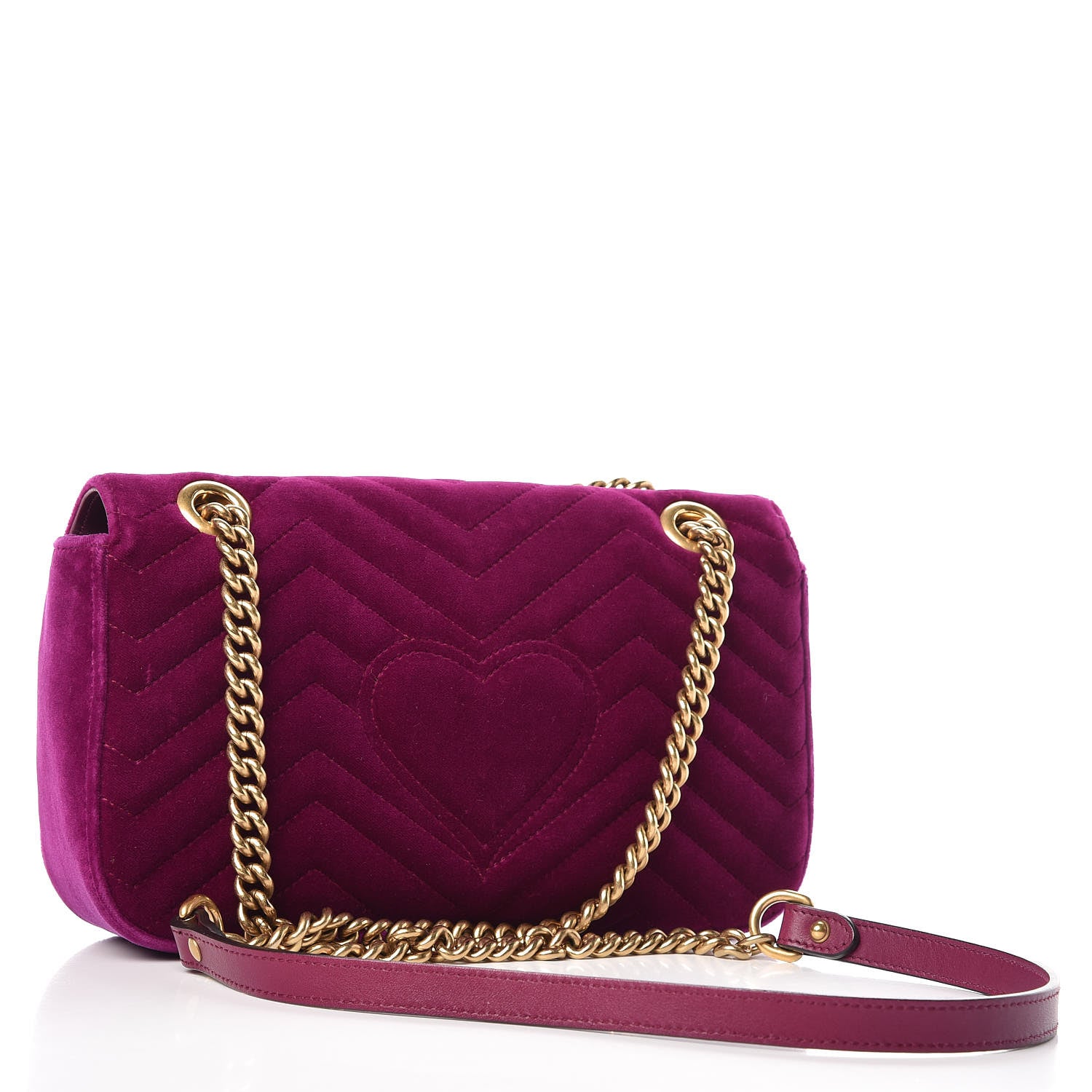 Gucci Velvet Matelasse Small GG Marmont Shoulder Bag Fuchsia Violet Cyclamen 3 of 9