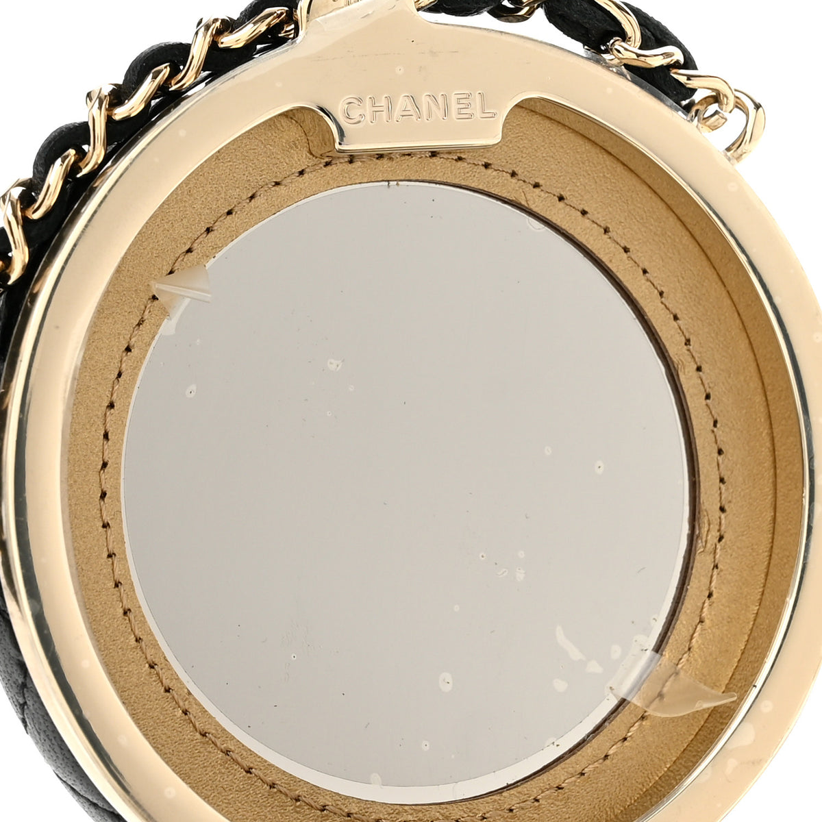 Chanel Lambskin Enamel Quilted Round Poker Chip Clutch With Chain Black White 5 of 11