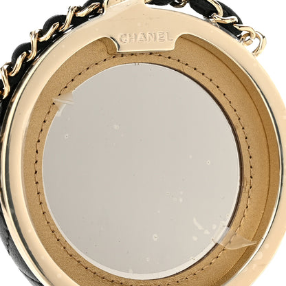 Chanel Lambskin Enamel Quilted Round Poker Chip Clutch With Chain Black White 5 of 11