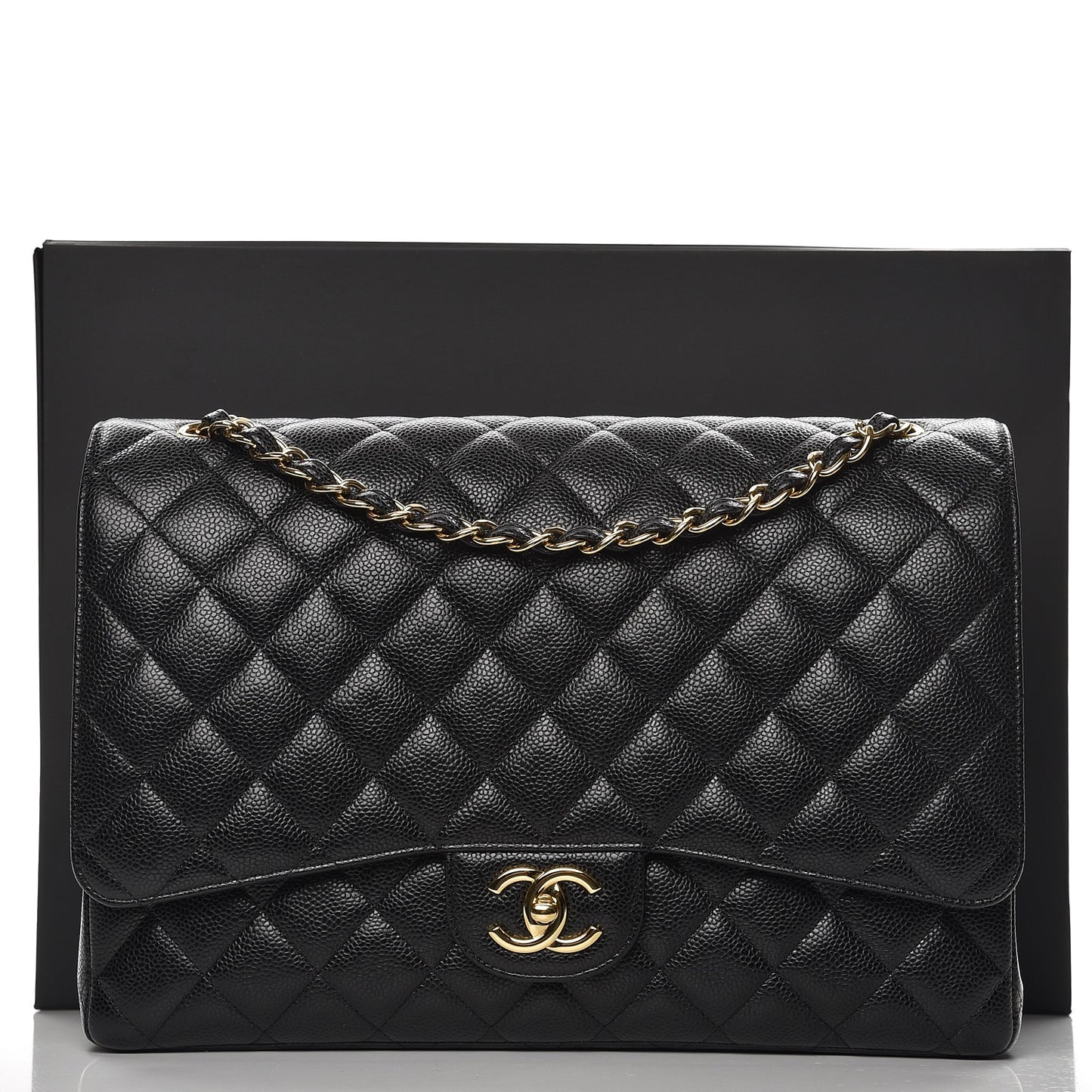 Caviar Quilted Maxi Double Flap Black