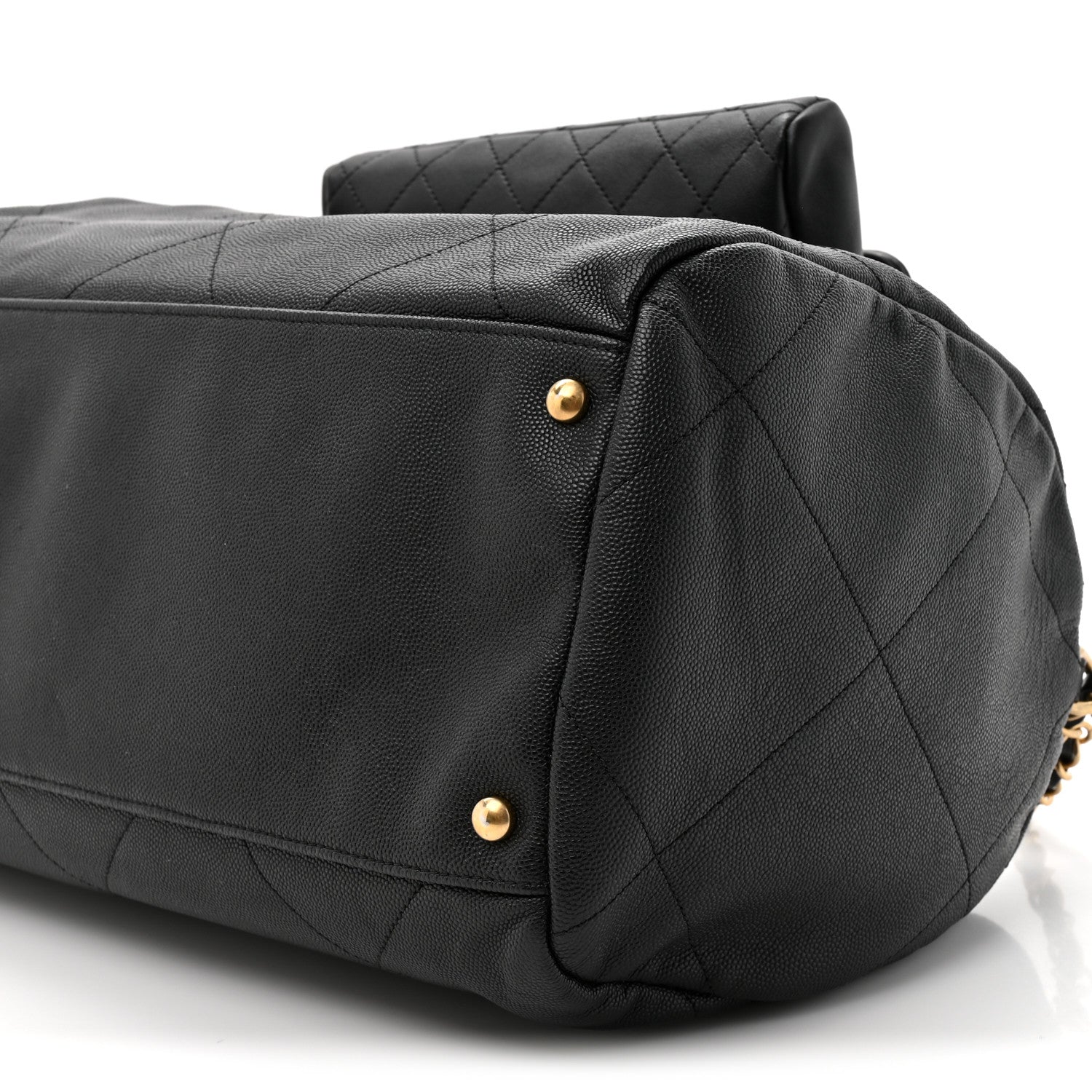 Chanel Grained Calfskin Lambskin Quilted Large Bowling Bag Black 9 of 10