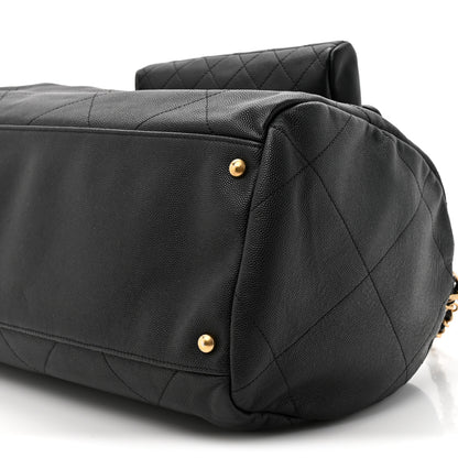 Chanel Grained Calfskin Lambskin Quilted Large Bowling Bag Black 9 of 10