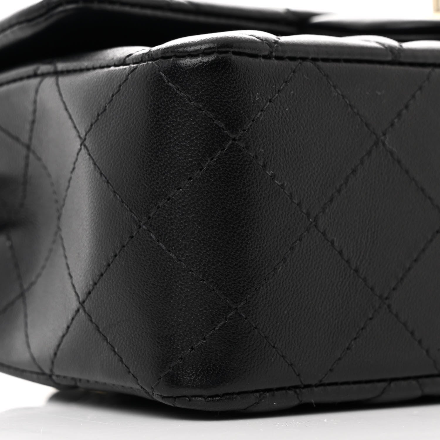 Chanel Lambskin Quilted Mini Rectangular Flap Black 9 of 11