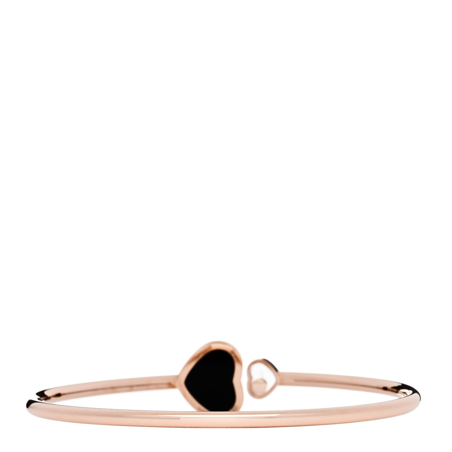 18K Rose Gold Diamond Black Onyx Happy Hearts Bangle Bracelet