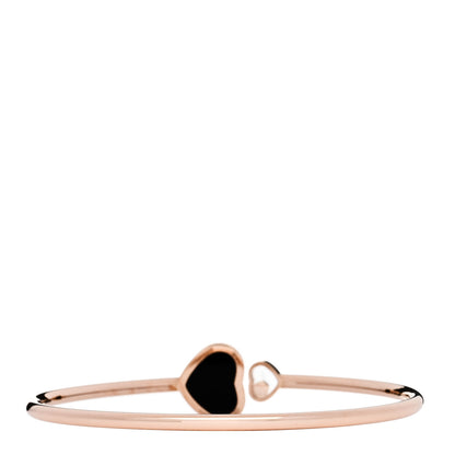 Chopard 18K Rose Gold Diamond Black Onyx Happy Hearts Bangle Bracelet 2 of 4