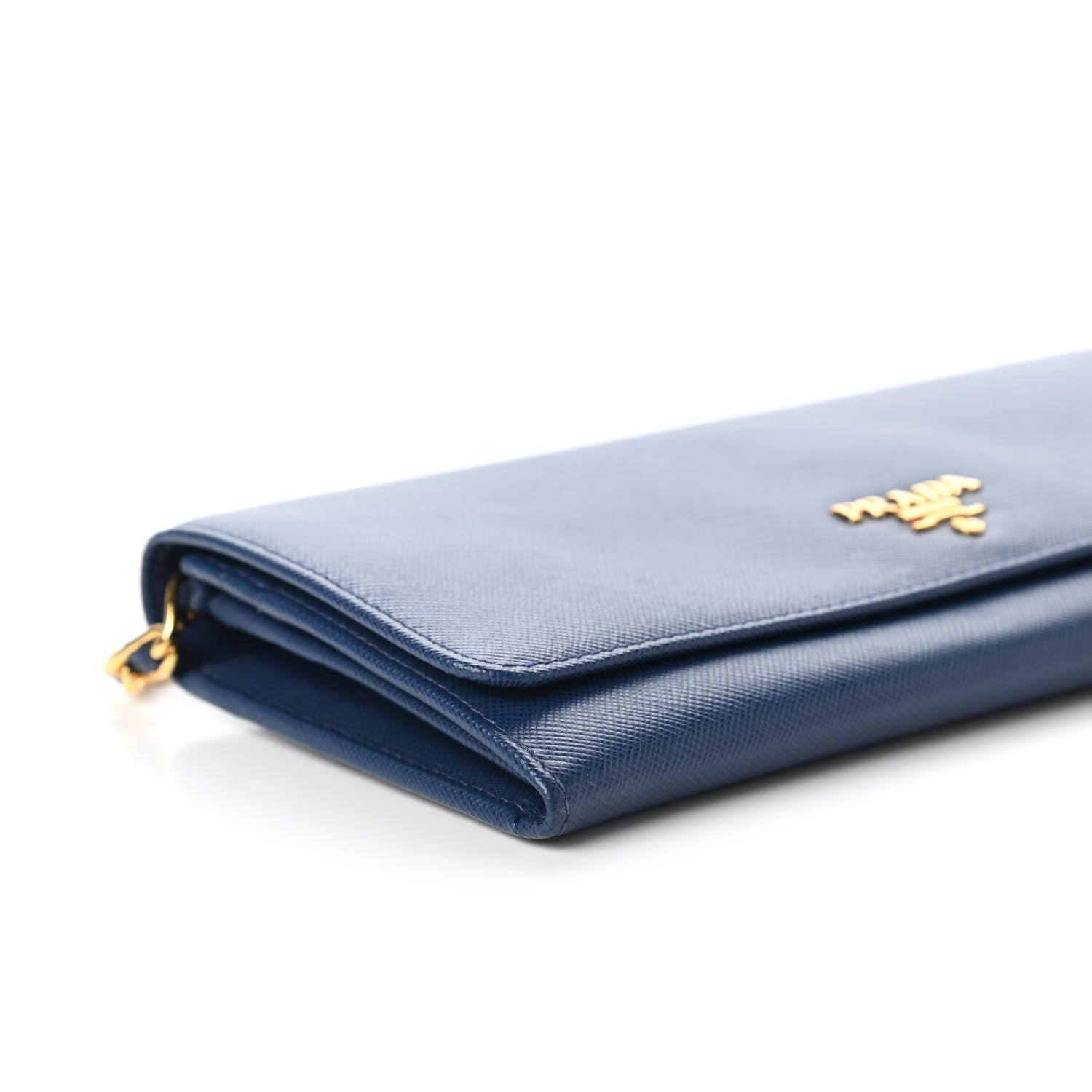 Prada Saffiano Metal Oro Chain Wallet Bleuette 6 of 10