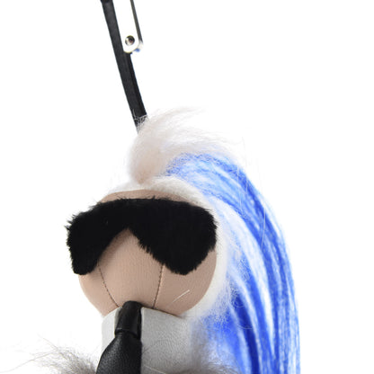 Fendi Mink Fox Goat Fur Mini Karlito Bag Charm Blue 5 of 7
